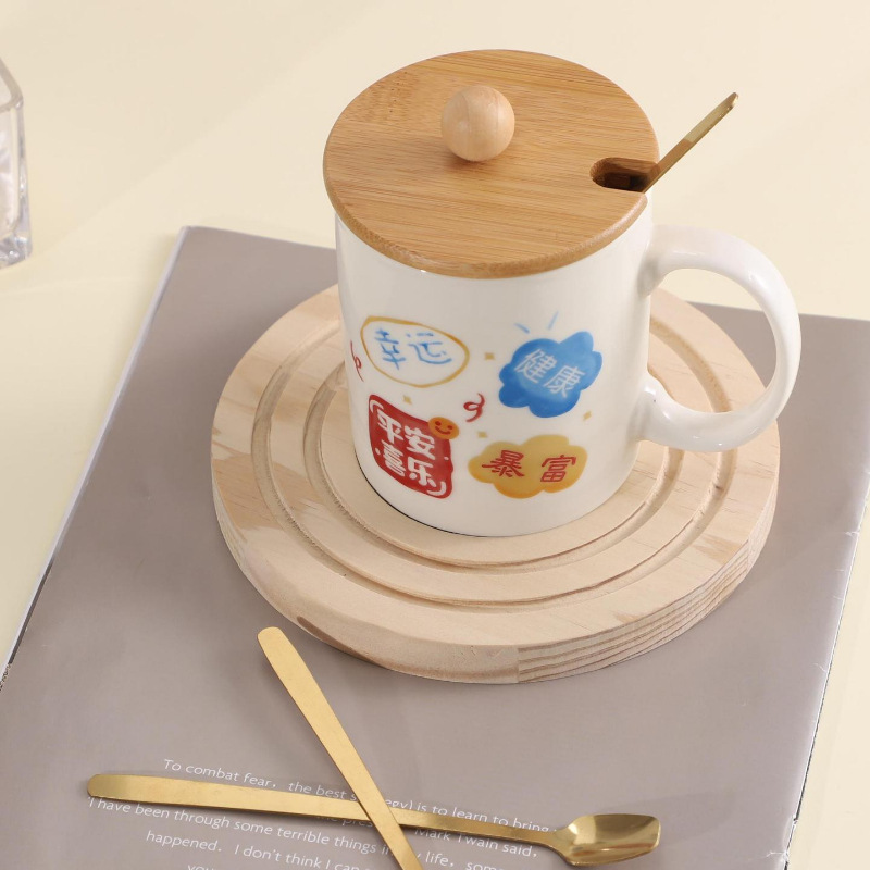 Taza de agua, taza de desayuno redonda, taza de cerámica, taza de vidrio, taza de bambú, taza de madera, taza de cubierta, accesorios a prueba de polvo, universal