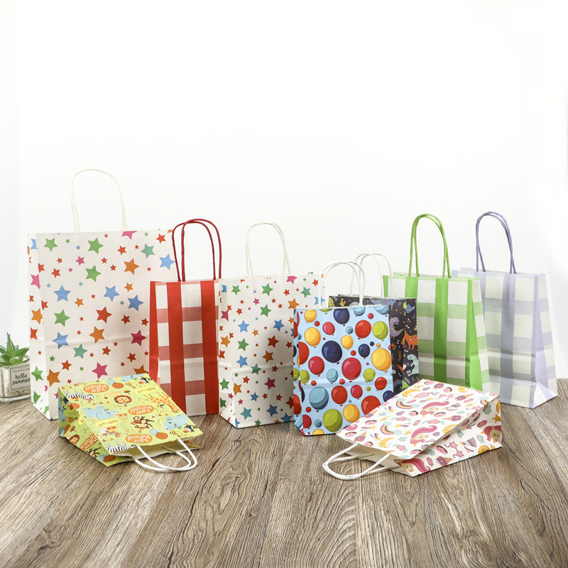 现货牛皮纸袋手提袋广告外卖购物打包袋服装节日礼品袋可加印logo