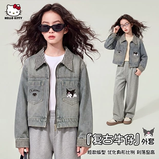 Джинсовая куртка для девочек короткая с Hello Kitty