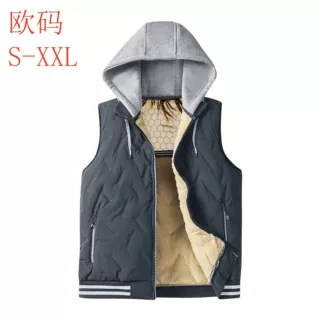 大码欧美连帽超声波男士羽绒棉马甲外套棉衣速卖通亚马逊eBay厂家