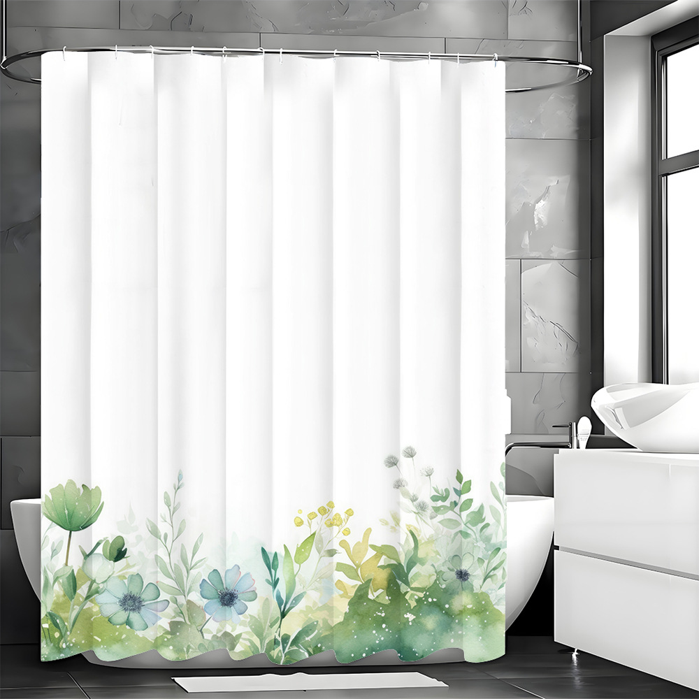 El comercio electrónico transfronterizo de SHEIN puede venir a la imagen, hojas verdes creativas, flores, cortinas de ducha, Estados Unidos, Europa, América del Norte, productos de baño