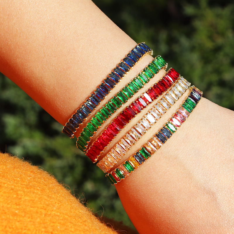 Fashion Geometric Copper Bracelets Ear Studs Necklace Plating Zircon Copper Necklaces