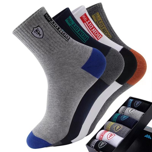New men's mid-calf socks anti-odor, sweat-absorbent, all-season cotton socks, Korean-style trendy, versatile, autumn and winter men's socks, sports socks