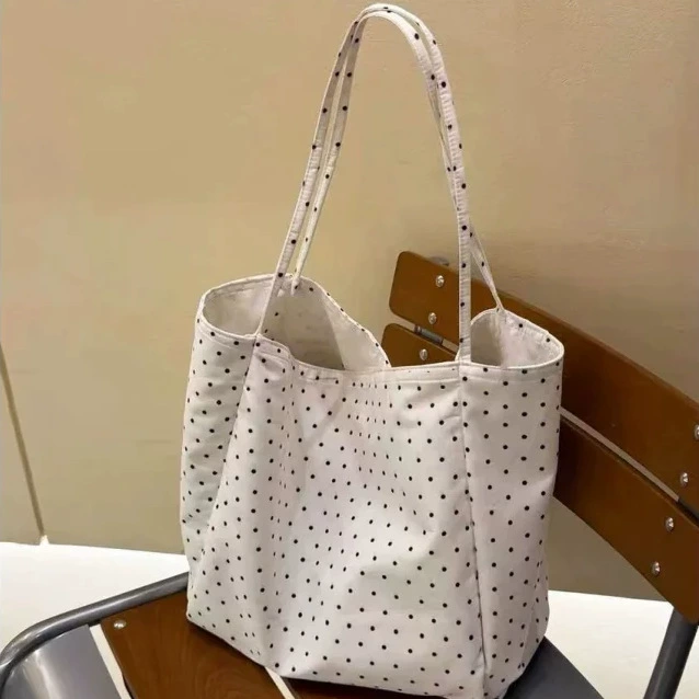 Однонаплечная сумка-тоут в корейском стиле, в горошек, 25×27×15 см