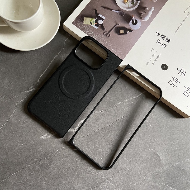 Magnetic leather pattern yuan color-black