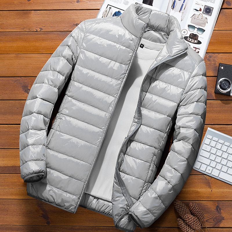 2023 nueva chaqueta de algodón de lana ligera de invierno para hombre chaqueta delgada coreana de cuello alto corta chaqueta de talla grande