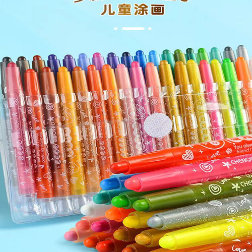 Crayons for Kids that Don't Mess Hands, Safe and Non-Toxic, School Paintbrushes for Students, Colorful Oil Pastel Painting Set for Kindergarten