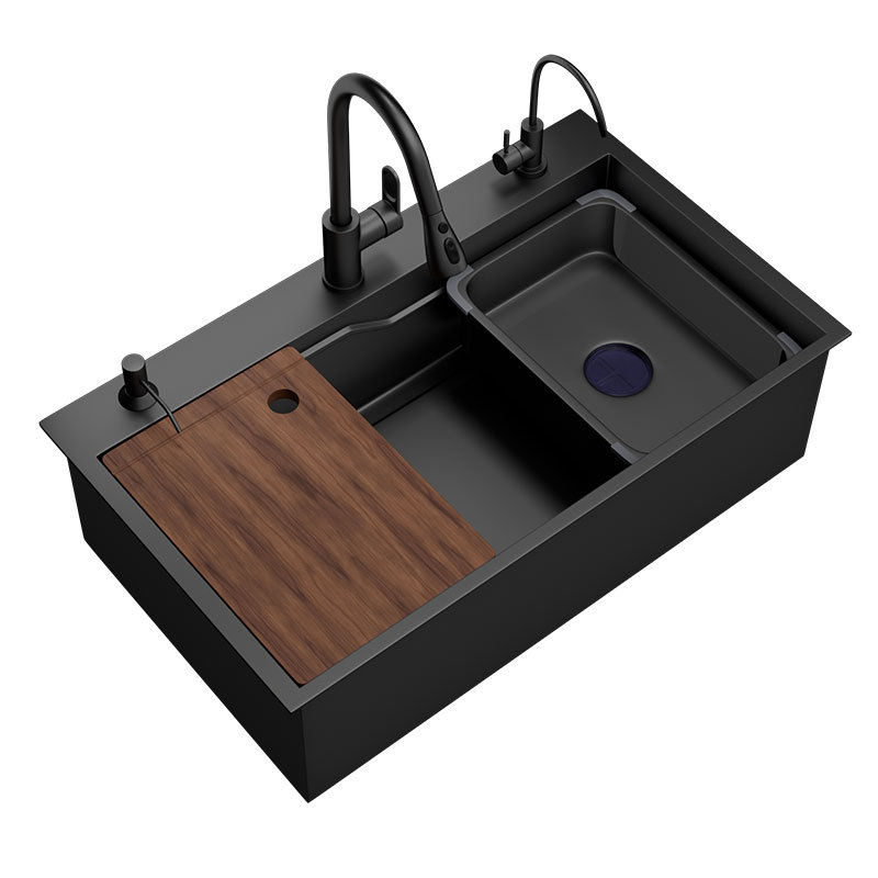 Lavadora de platos de acero inoxidable 304 gran fregadero de lavado de platos de cocina doméstica con un conjunto completo