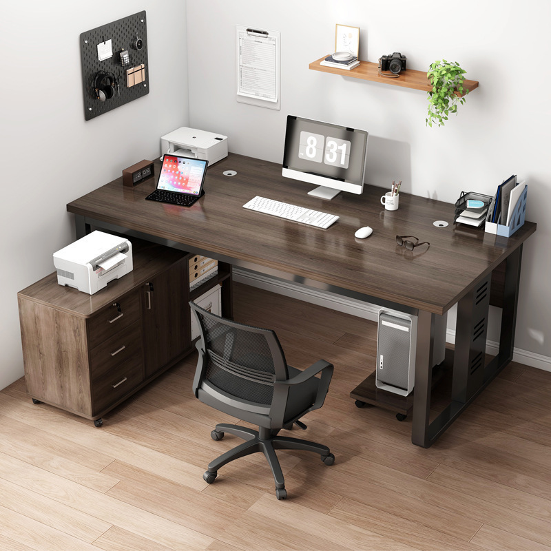 Office Desk with Lock, Home Computer Desk, Simple Desktop Desk with Drawer, Workbench, Desk, Staff Desk and Chair Combination