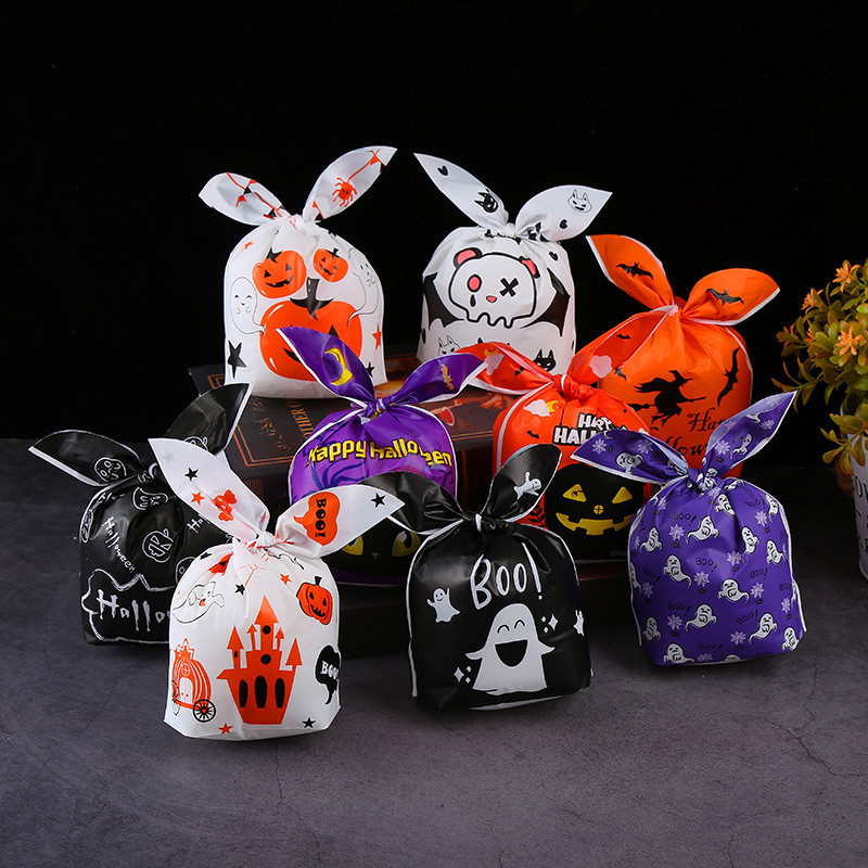 跨境万圣节包装袋兔耳朵包装袋万圣节曲奇饼干礼品袋糖果包装袋