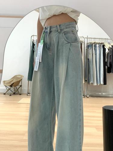 Women's High-Waisted Loose Straight Leg Blue Jeans for Autumn, New Wide Leg, Plus Size, Comfortable and Slimming Pear Shaped Figure