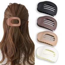 亚马逊跨境咖色磨砂椭圆形大号扁平夹网红发饰盘发发夹女法式半扎