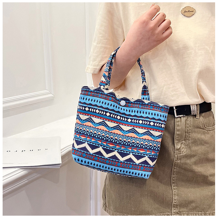 Women's Medium Canvas Color Block Ethnic Style Streetwear Square Zipper Handbag display picture 17