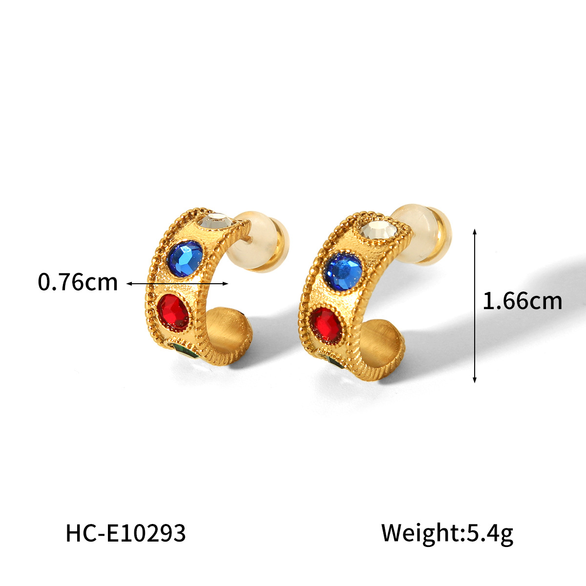Transfronterizos Europa y América 18K oro C tipo de acero inoxidable titanio pendientes de piedra de diseño ligero lujoso temperamento retro pendientes de acero de titanio para mujeres