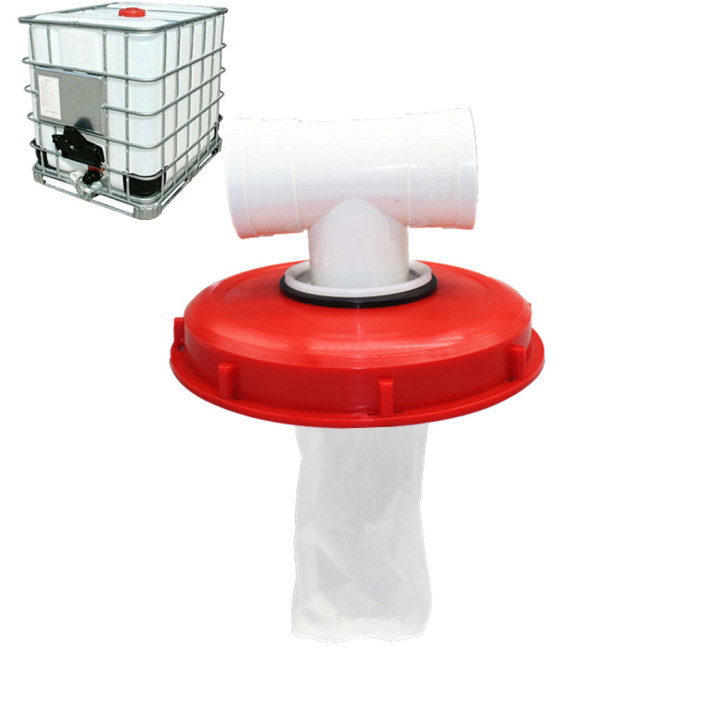 DN75 Barril de tonelada IBC transfronterizo DN110 Cubierta de filtro de plástico Cubierta de filtro 163mm con malla de filtro Cubierta de barril DN150