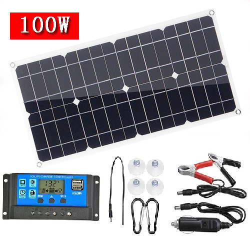 100W太阳能板套件 单晶光伏模块离网系统 适用船房车供电带控制器