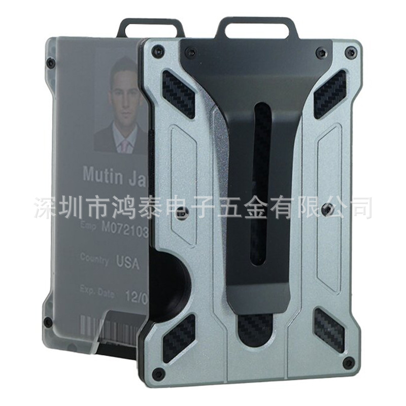 Amazon nuevo titular de la tarjeta de aleación de aluminio transparente insignia RFID metal billetera titular de la tarjeta de trabajo con la posición de la insignia