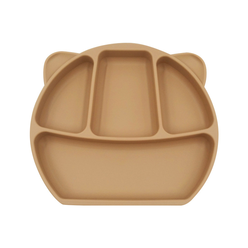 Placa de silicona para niños Panda vajilla de silicona para niños Placa de suplemento de alimentos para bebés cubierta de cuatro platos separados para niños