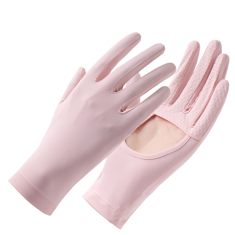 Guantes solares para mujeres hielo de verano anti-UV al aire libre guantes de conducción antideslizantes de palma huecos
