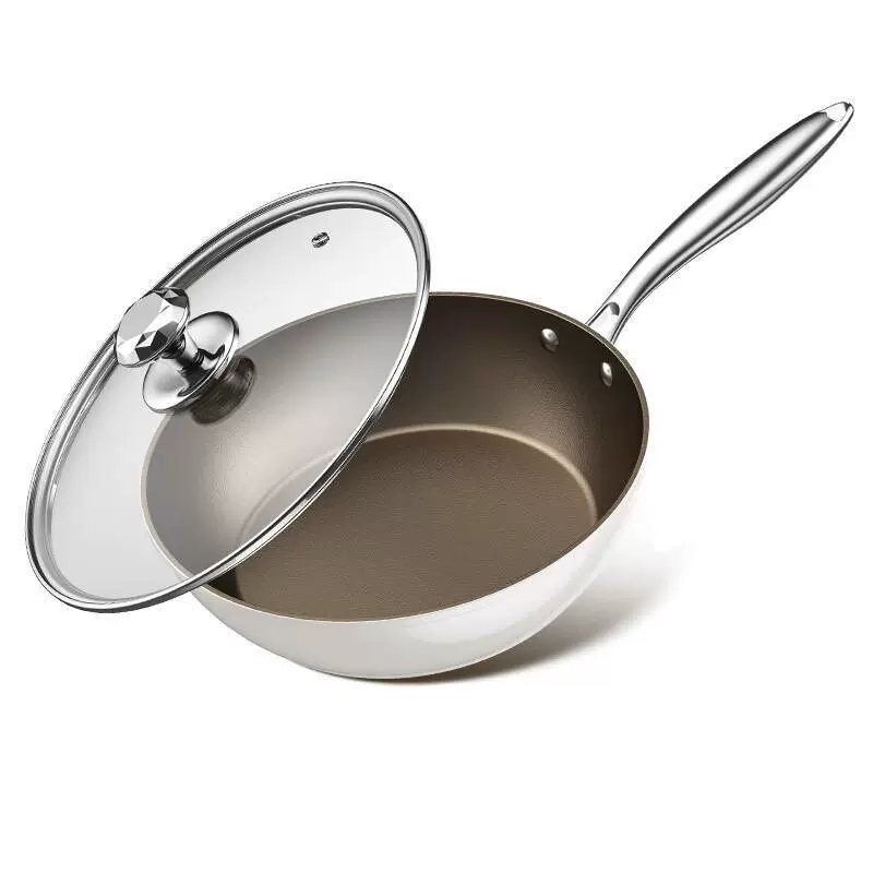 Титановая керамическая вок антипригарная сковорода домашняя бездымная плоская дно жарочная сковорода титановая кастрюля газовая плита индукционная плита универсальная