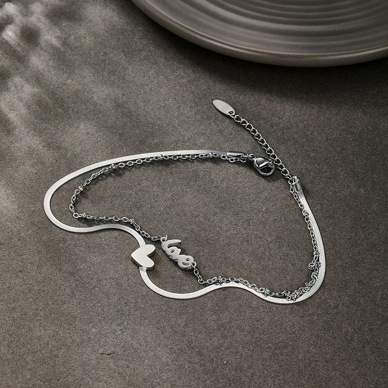 Xuping estilo simple acero inoxidable japonés estilo coreano amor pulsera doble nicho diaria elegante joyería al por mayor