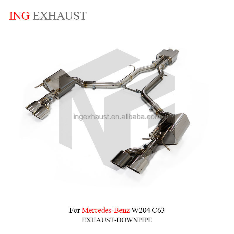 Cat-back exhaust stainless steel pipe for Mercedes-Benz C63 W204 with valve muffler