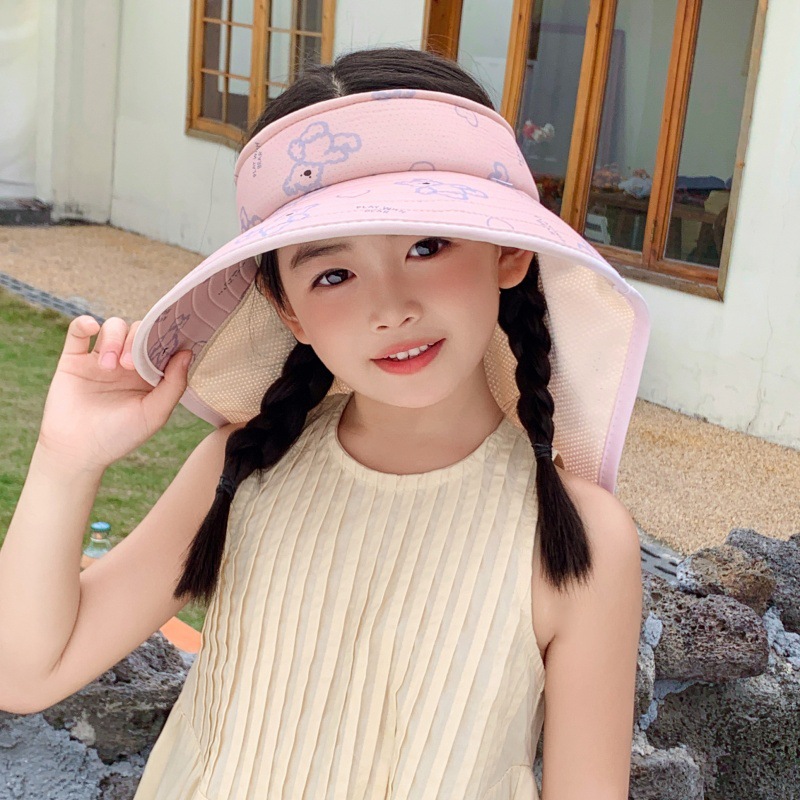 Kids Casual Sun Hat UPF 50+ Boy And Girl Baby Bear Hat, Children's Summer Thin Large Brim Sun Protection Visor Cap_voghion.com