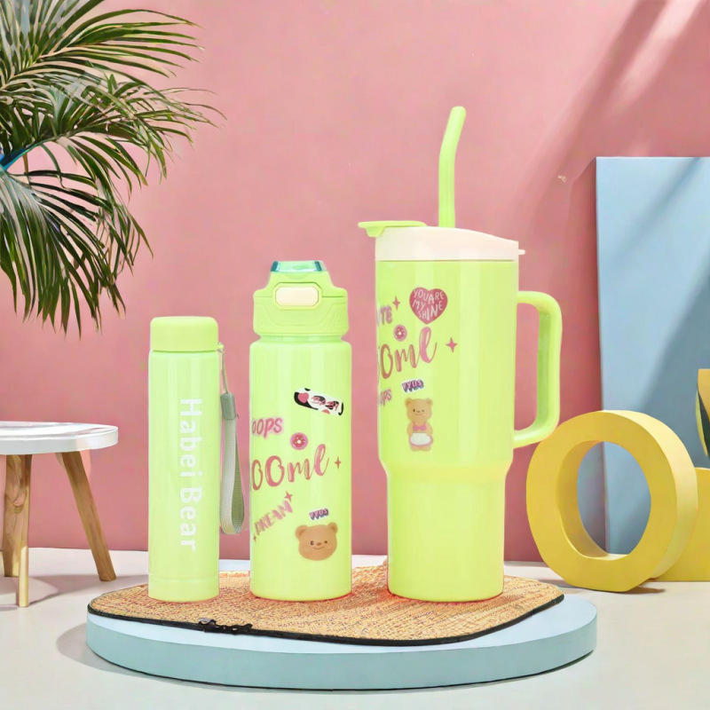 Taza de plástico transfronteriza de tres piezas Taza de automóvil de 40oz Taza de hielo de gran capacidad Mango portátil Taza de café con pajita