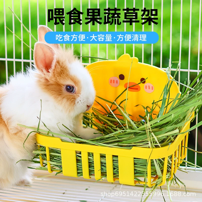 Стойка для травы для кроликов большой емкости, которую нелегко пропустить, миска для кормления травы, коробка для корма для морских свинок, стойка для фруктов и овощей, корзина для овощей для домашних животных.