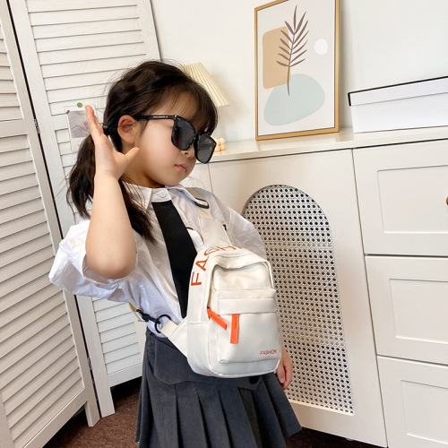 Children's Crossbody Small Chest Bag Trendy and Cool Boys Letter Canvas Shoulder Bag Kindergarten Kids Outing Coin Accessories Bag