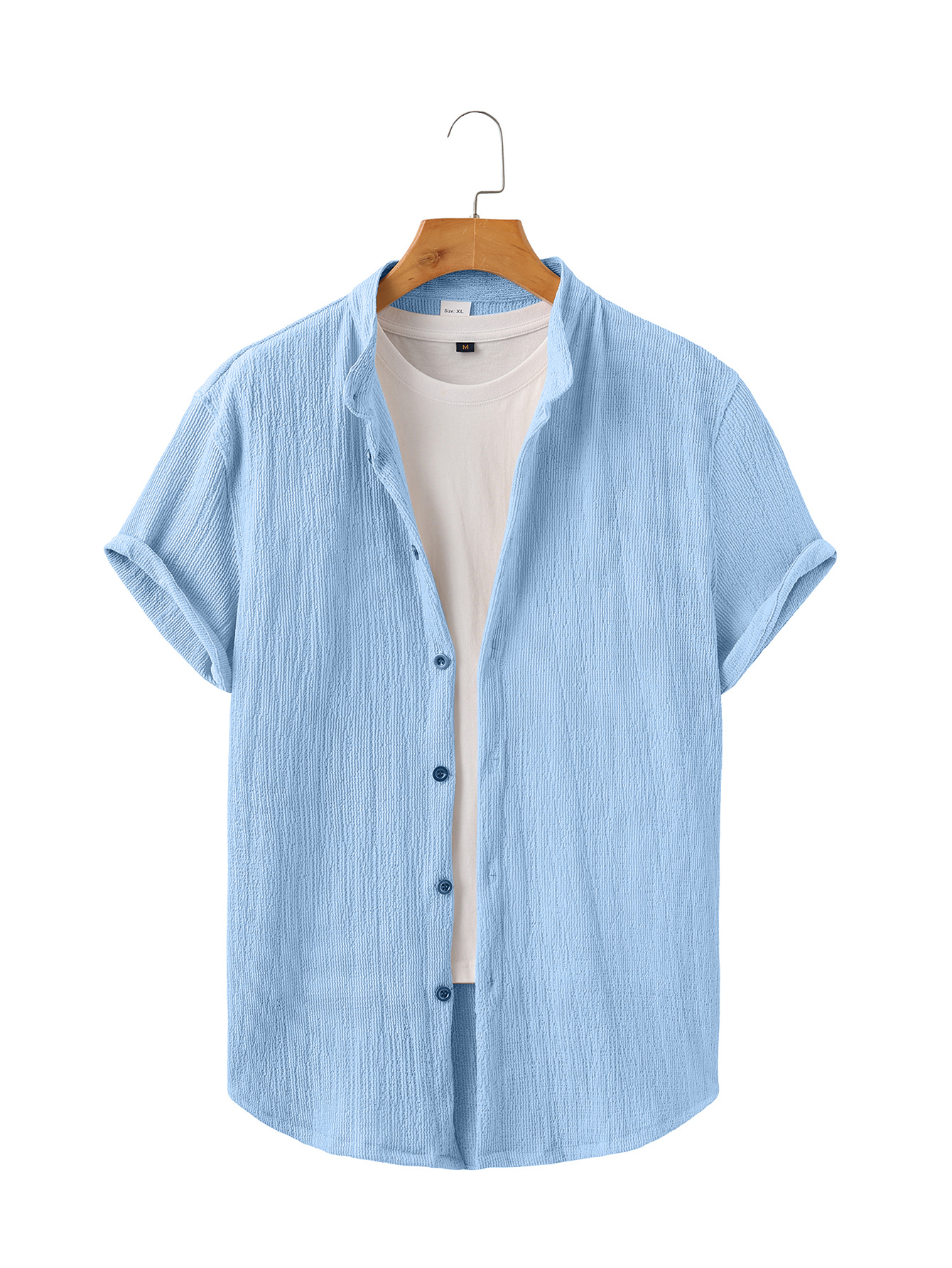 Nuevo transfronterizo Europa y América Amazon verano hombre camisa de cuello de manga corta camiseta casual ligera camiseta cardigan hombre