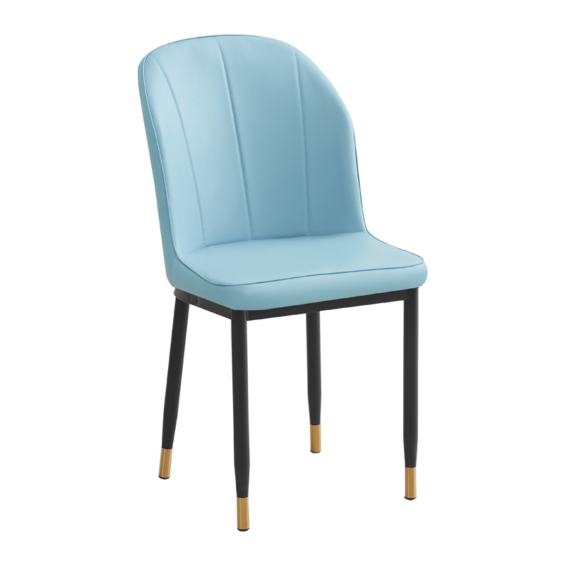 Silla de respaldo simple moderna silla de cuero silla de ocio silla de comedor de paquete suave silla de negociación silla de comedor de tres filas