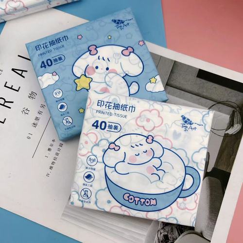 Printed paper towels, flying dog printed paper towels, colorful napkins, portable small pack paper, facial tissue, mouth wiping paper, 40 pieces