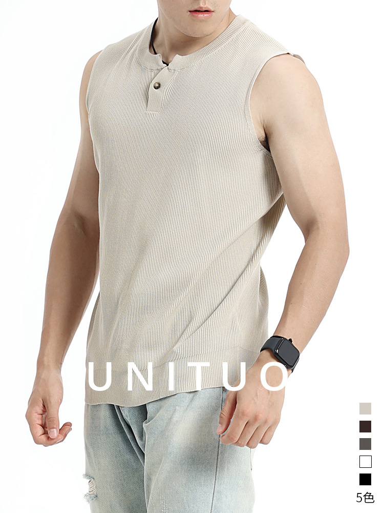 Verano nuevo estilo de hombre Henry chaleco de punto transpirable sin mangas chaleco ligero de negocios casual de alto nivel hombre