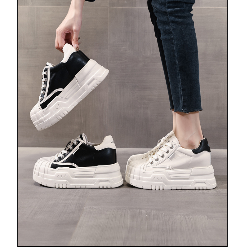 Giày sneaker nữ đế dày tăng chiều cao bên trong, phối bánh xốp thoáng khí — Màu be chi tiết 20