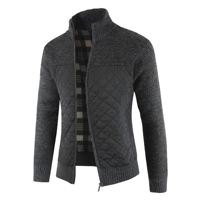 Foreign Trade European and American Casual Fashion Youth Color Matching Thickeneded Warm Long-Sleeved Knitwear Knitwear Men's Jacket Top
