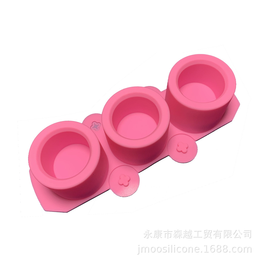 Silicona 3-pieza redonda taza de hielo molde de yeso vidrio vino cubo de hielo molde taza de hielo molde creativo Oficina suculenta olla