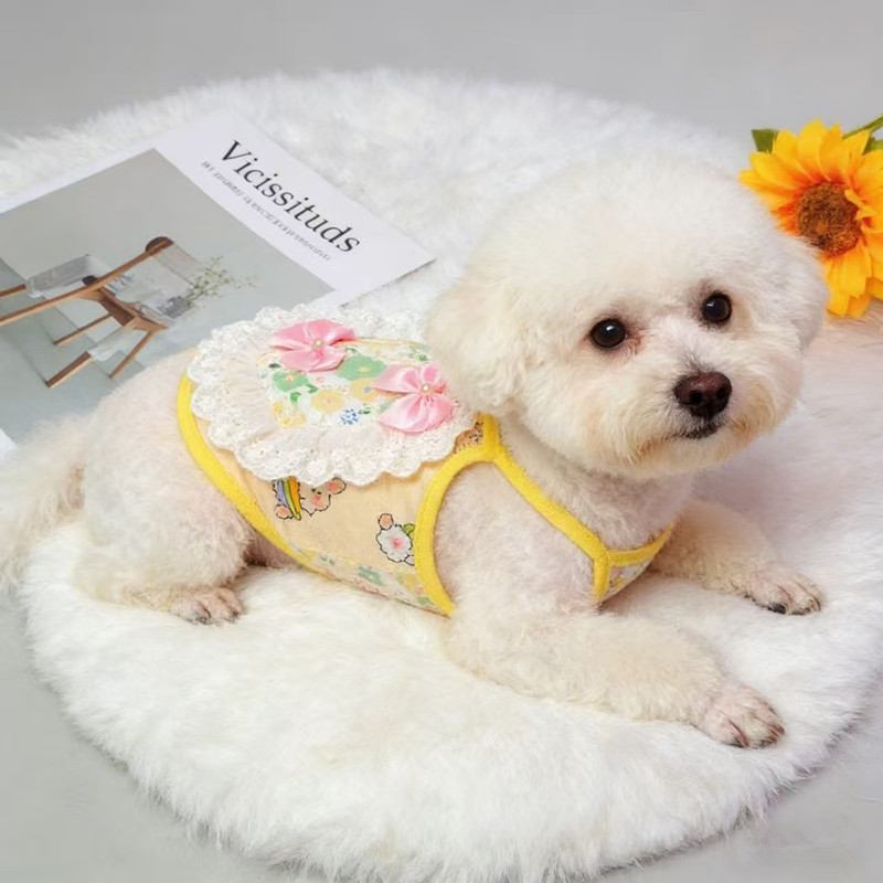Vestito in pizzo con stampa floreale per cani e gatti_voghion.com