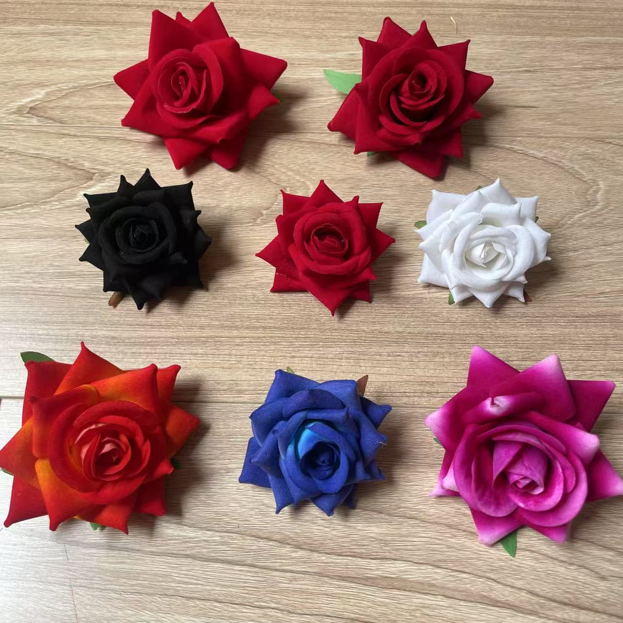 各色绒布角玫玫瑰厂家批发 DIY花环手腕花哥特手作配花胸花假花