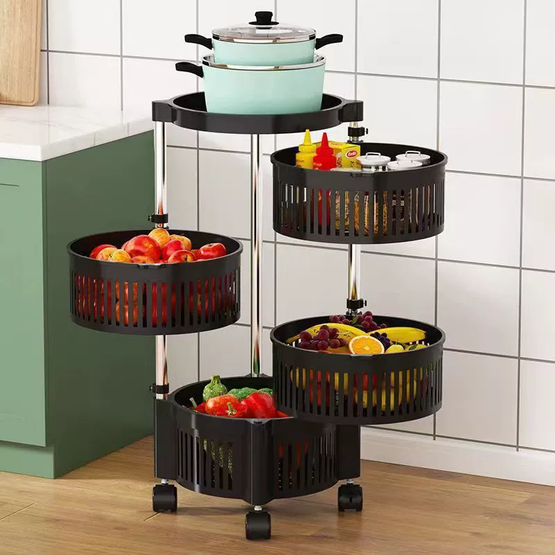 Кухня стеллаж без установки дома Многослойная вращающаяся подпольная стойка для хранения фруктов и овощей стеллаж для хранения продуктов