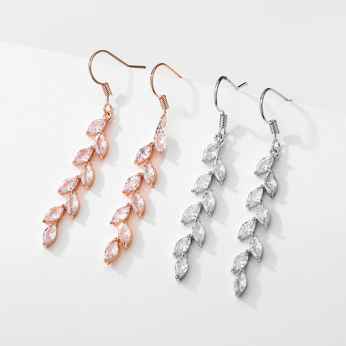 RAKOL Japanese-Korean New Product Long Simple Full Diamond Popcorn Earrings for Women, Ins Trendy Fashion and Elegant Style with Fringe Ear Hooks
