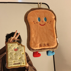 ベーキングシリーズコーラルベルベットチーズカード吊り下げ漫画ハンドタオル吸水性増粘バスルームキッチンハンドタオル