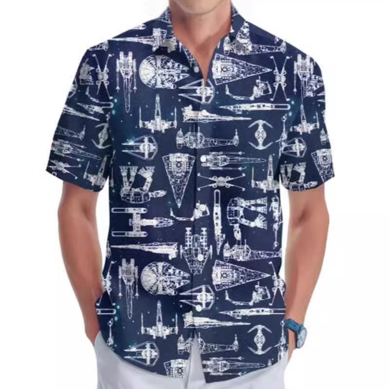 Cross-border e-commerce independent station Europe and the United States hot 3D fashion retro flower pattern printed men's long short sleeve shirt