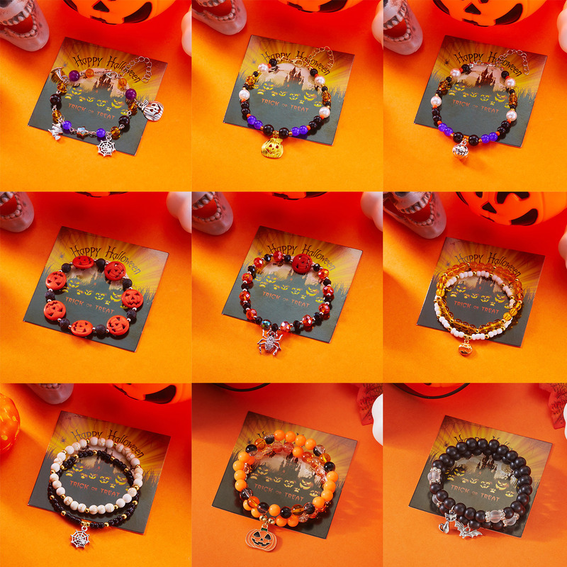 Halloween Quirky Cartoon Crystal Beaded Bracelet Versatile Witch Pumpkin Spider Web Wizard Hat Bracelet Wholesale Halloween Quirky Cartoon Crystal Beaded Bracelet Versatile Witch Pumpkin Spider Web Wizard Hat Bracelet Wholesale