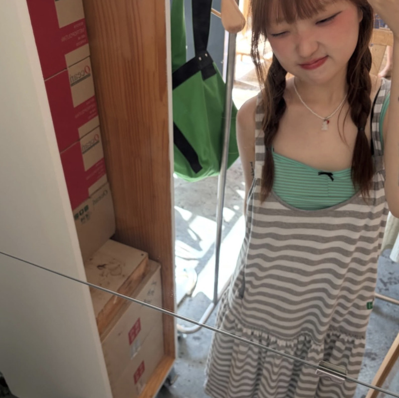 Now available/nocont*nt bow striped camisole + gray and white camisole dress