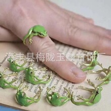 跨境欧美饰品个性青蛙对图版本无耳洞耳夹复古朋克夸张青蛙戒指耳