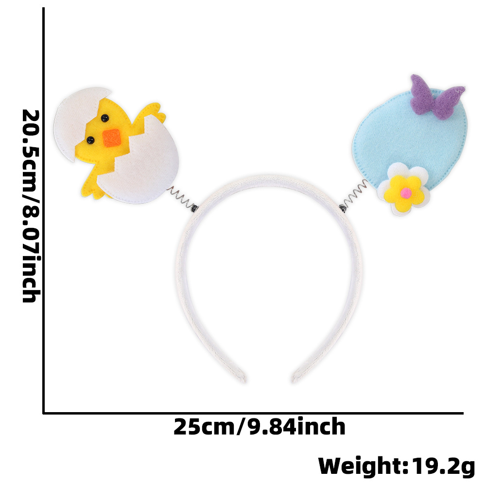 Amazon nueva decoración de pascua cabello cascada conejo pollo huevo tocado de dibujos animados para niños animales bandas de cabeza