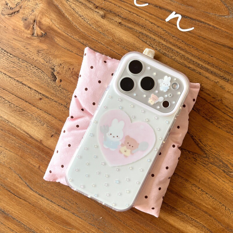 Cute Heart-Shaped Miffy Bear Phone Case Suitable for Apple 17/16 Promax Cartoon Fun Case Iphone15P