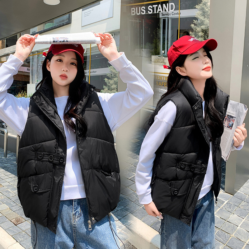 2024 New Warmer Vest Women's Korean-style Loose Lightweight Fashionable Three-button Vest Lightweight Jacket