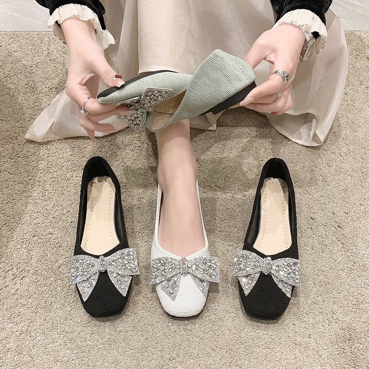 Women's Square Toe Soft Leather Flat Loafers Versatile Ballet Shoes_voghion.com